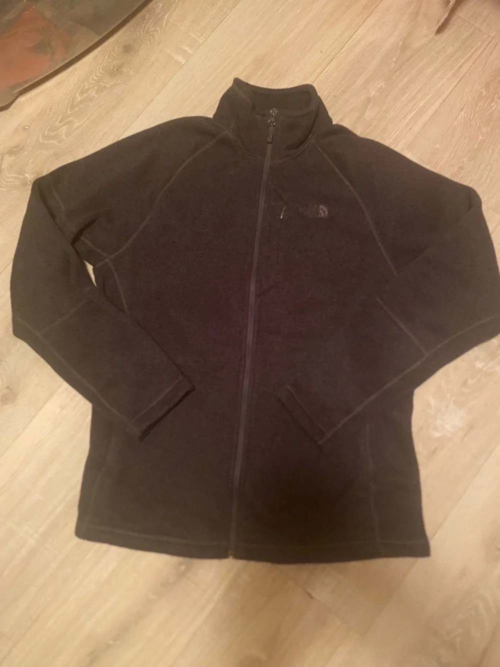The North Face Men's Dark Gray Full Zip Fleece Jacket M Logo Zipper Casual